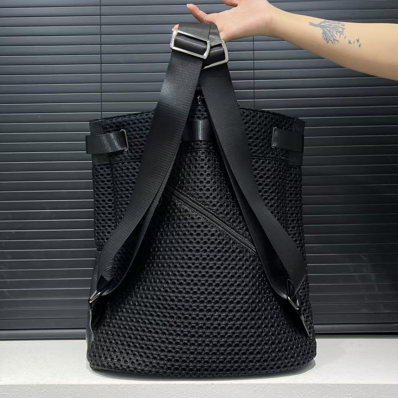 Free Shipping Designer Luxury Women's Backpack Fashion Mesh Lightweight New Handbag Large Capacity Patchwork Trendy Shoulder Bag