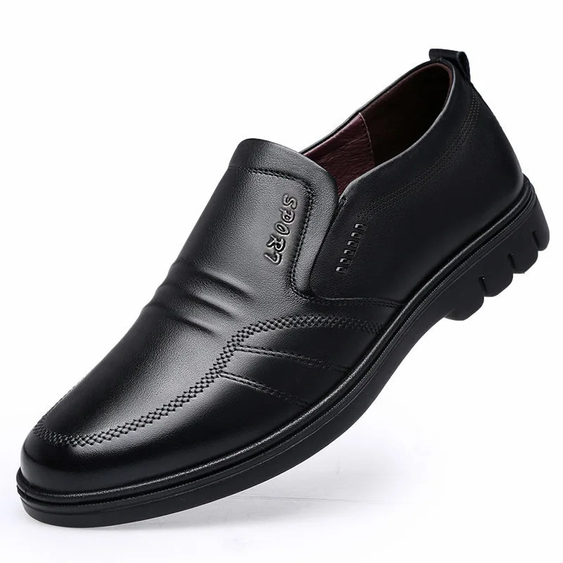 Mens CLassic Leather Shoes Soft Sole Business Casual Loafers Black Offic Worlking Lowtop Slip on Formal 250612