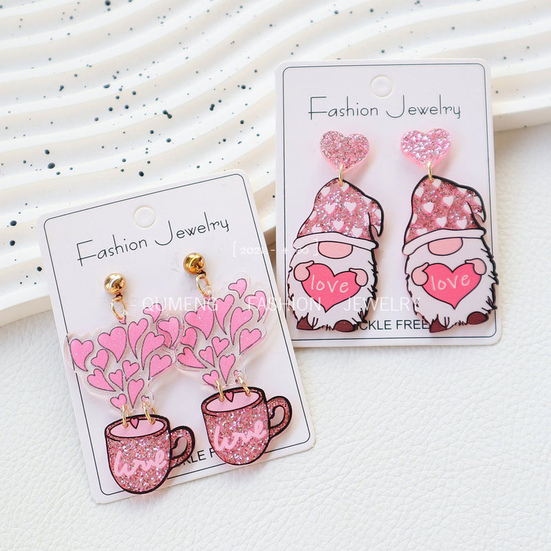 Women's Earrings 3PCS/LOT heart Acrylic Illusory Color Geometric Long Drop Earrings for Womens Trendy Jewelry
