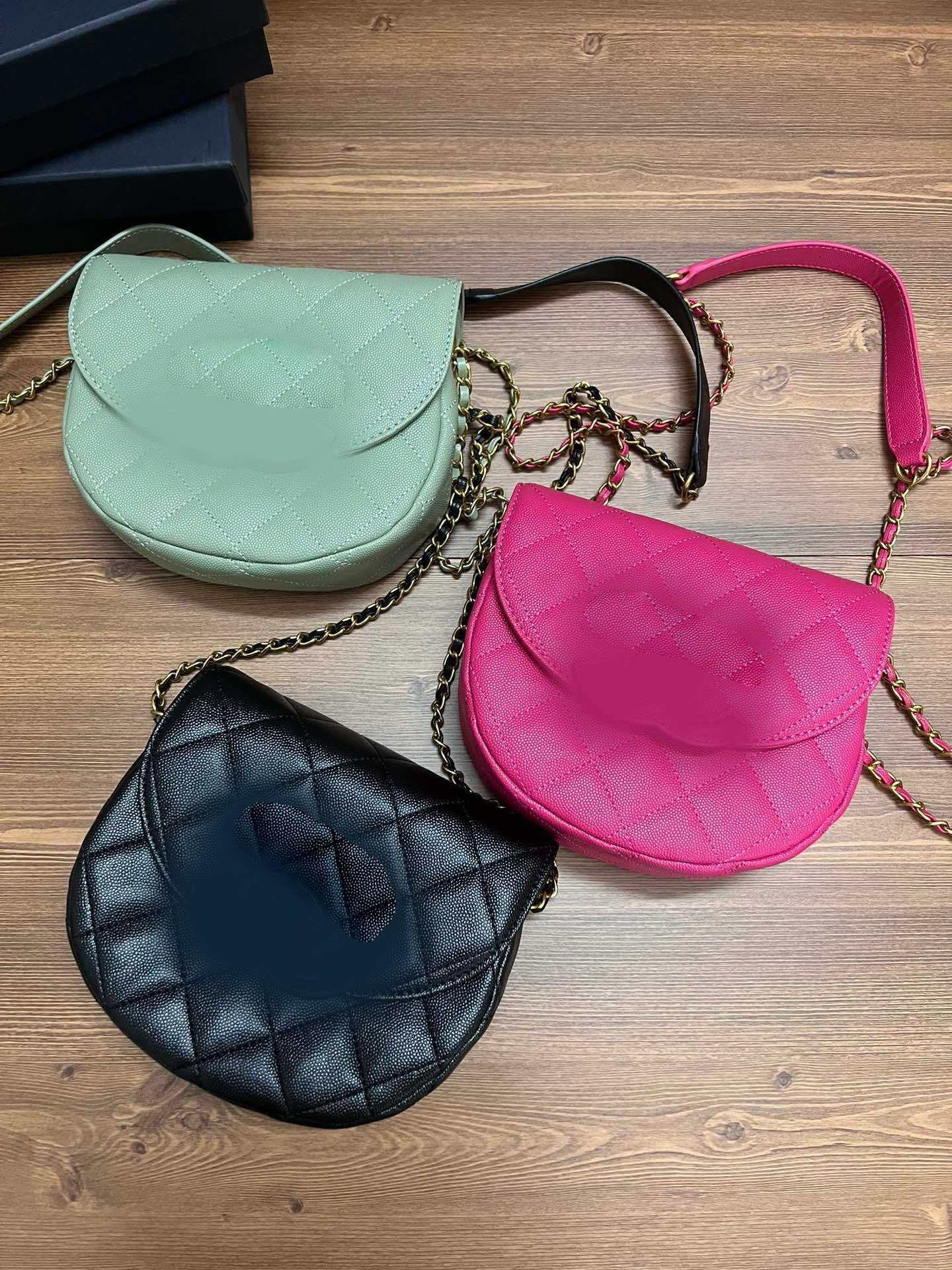 2C saddle bag diamond-shaped chain shoulder bag retro crossbody bag