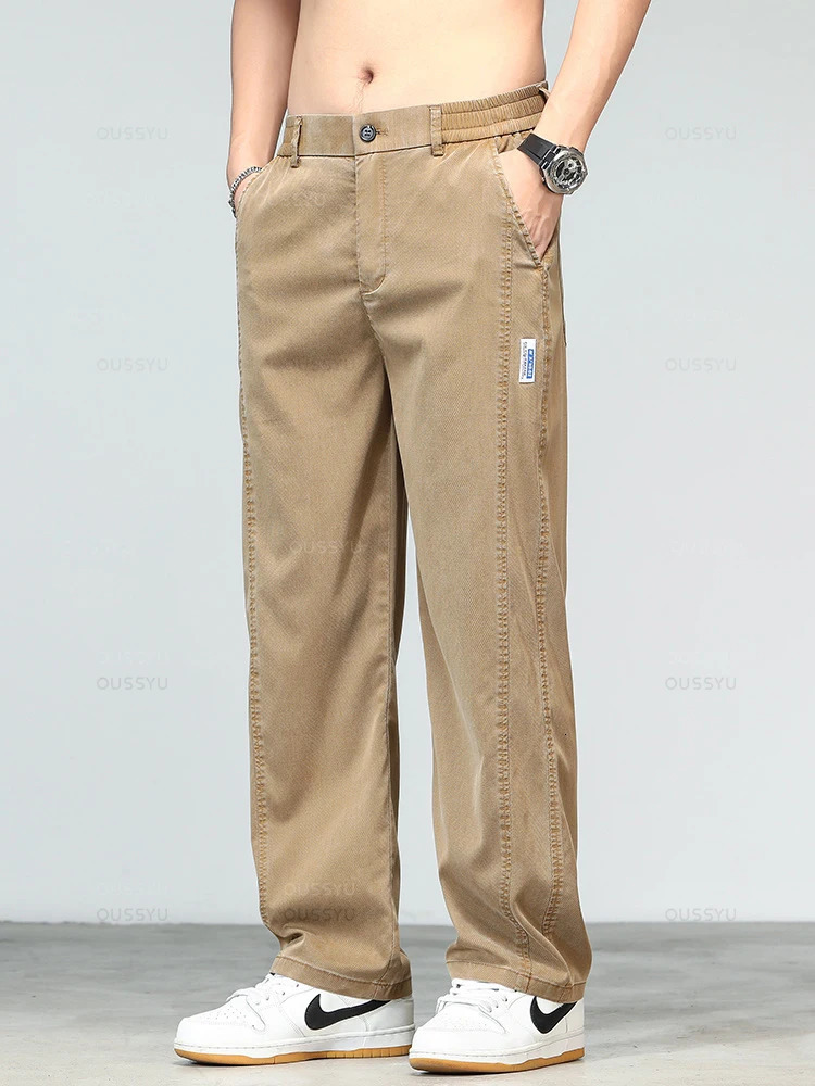 Summer Ultrathin High Quality Soft Lyocell Fabric Mens Jeans Loose Straight Denim Pants Casual Trousers Plus Size M-5XL 250616