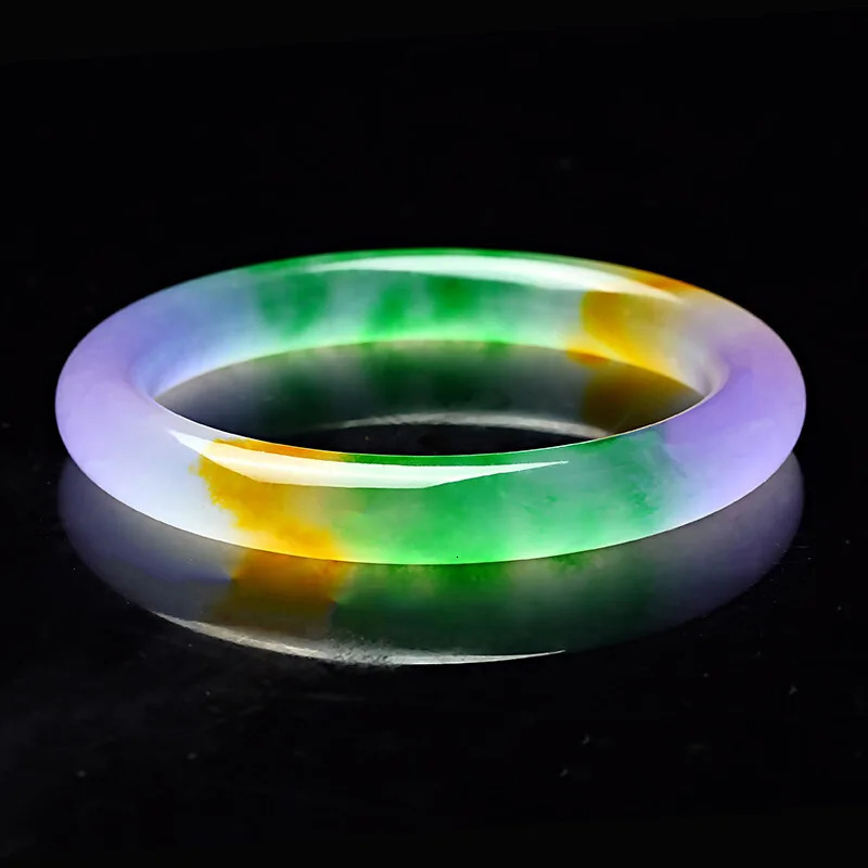 Colour Jade Bangle Bracelet Natural Jewelry Fashion Charm Tricolor Chinese Amulet Jadeite Carved Gifts 250616