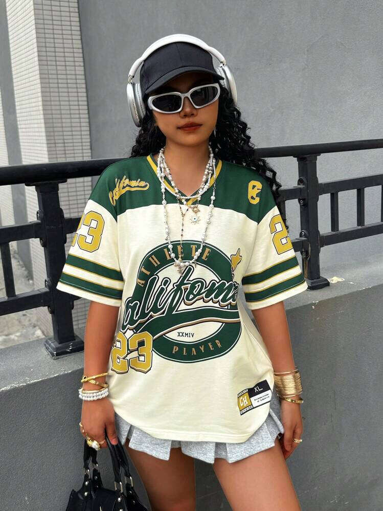 Summer New Women's Fashion Personality Trend Street Style Loose Printed T-Shirt Short Sleeve B5