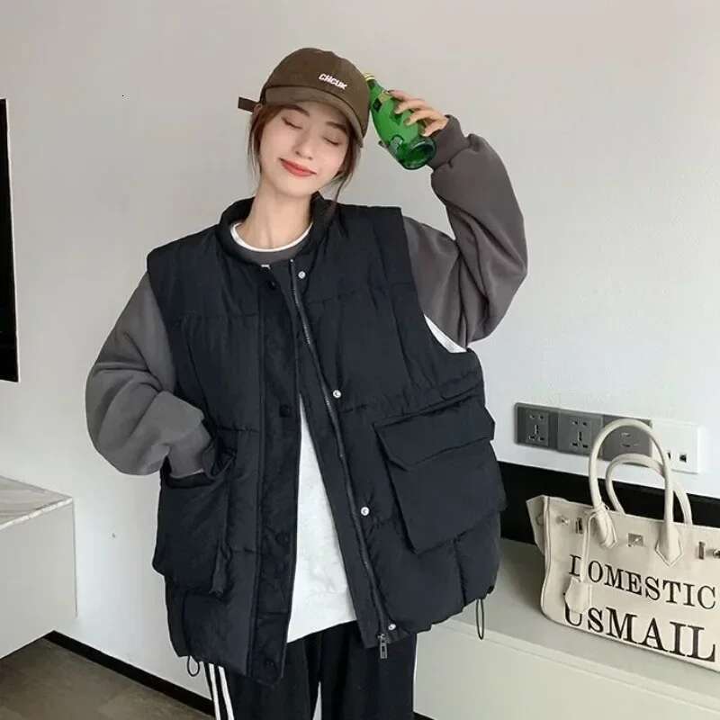 Solid Color Womens Vests Quilted Cotton Giletes Classic Clothes Fashion 2025 Lady Padded Insulated Korean Style Coats on Sale