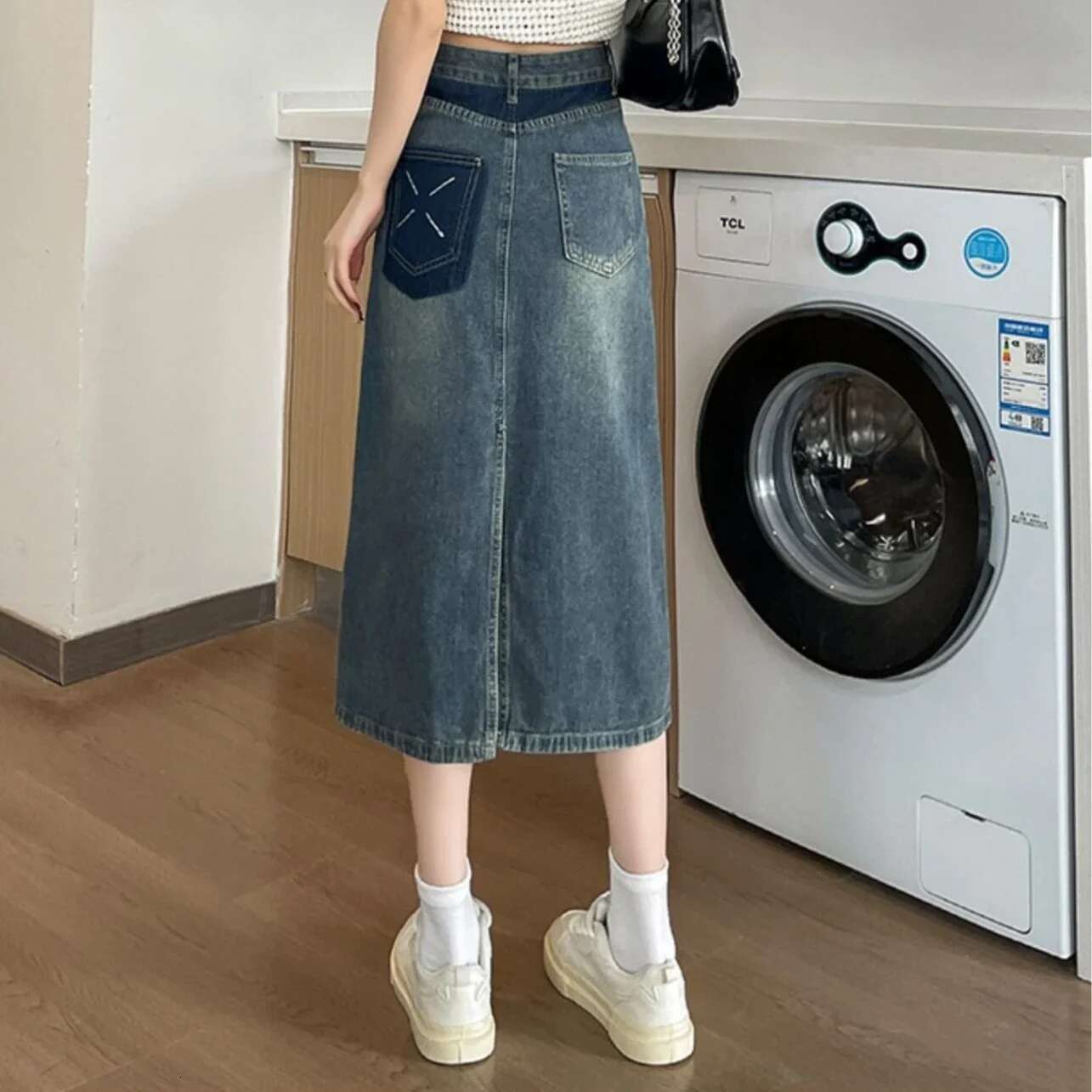 Female Jeans Skirts With Slit Midi Stylish Luxury Elegant Harajuku Casual Summer 2025 Korean Style Aesthetic Womens Denim Skirt