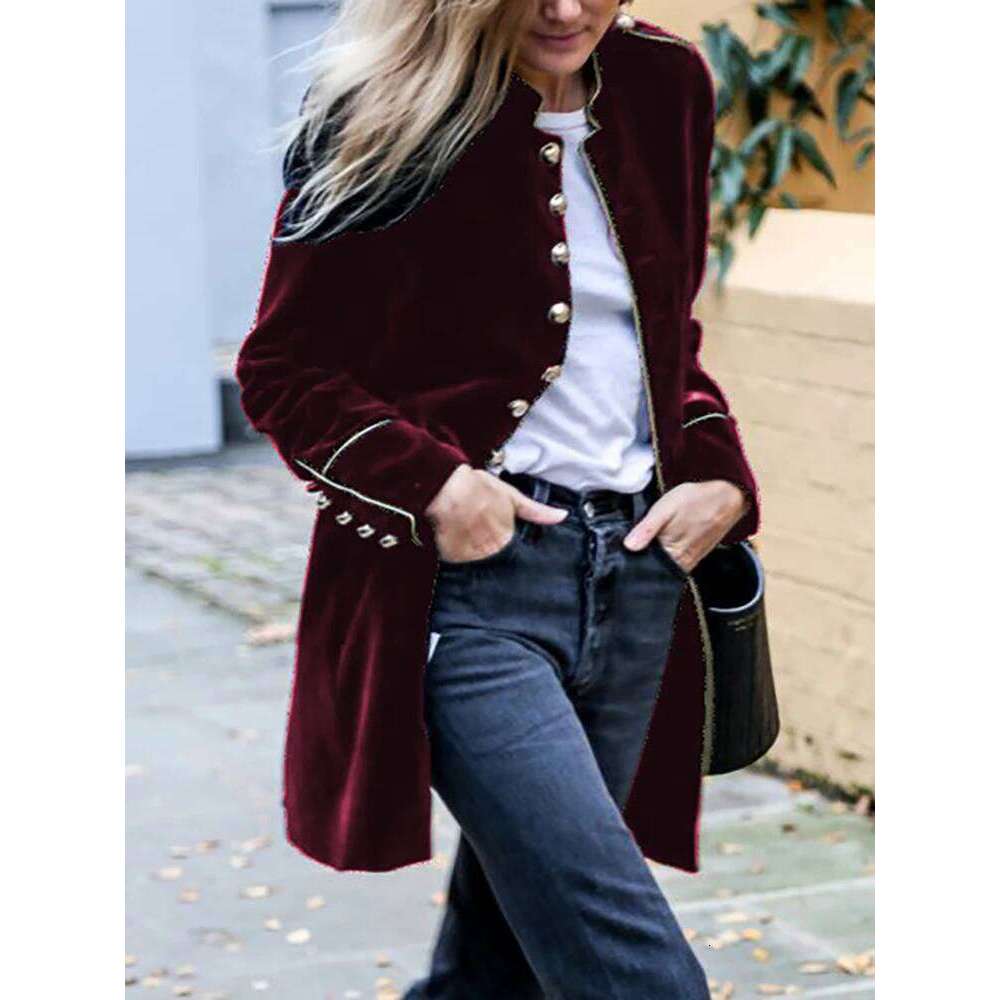 Women Autumn Winter Warm Veet Jackets Female Streetwear Loose Casual Long Sleeve Coat Patchwork Multiple Buttons Solid Outwear