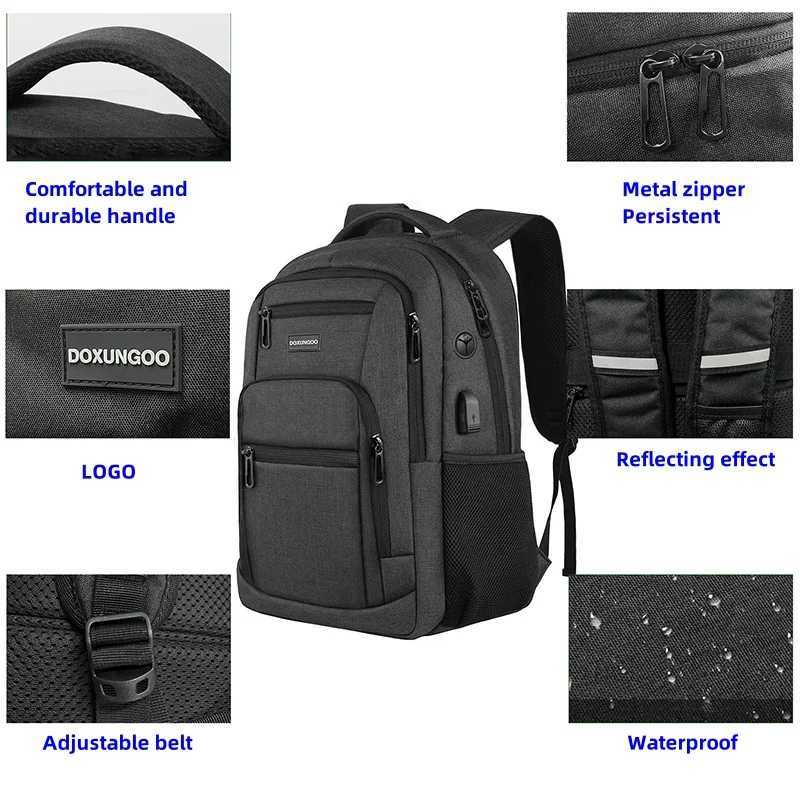 New Large Capacity Waterproof And Breathable Backpack 15.6-inch Computer Bag USB Reserved Port For Headphone Cable DOXUNGOO Z250617