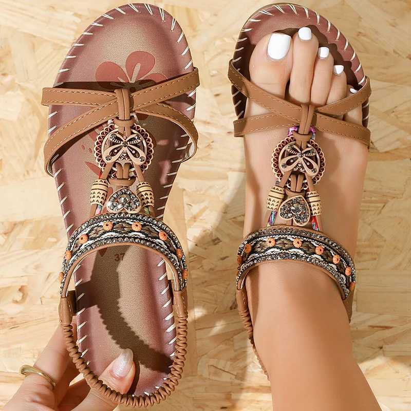 Womens Sandals Wedges Heels Sandals Summer 2025 New Shoes Woman Footwear Bohemia Style Beach Summer Shoes Sandalias De Mujer Z250617