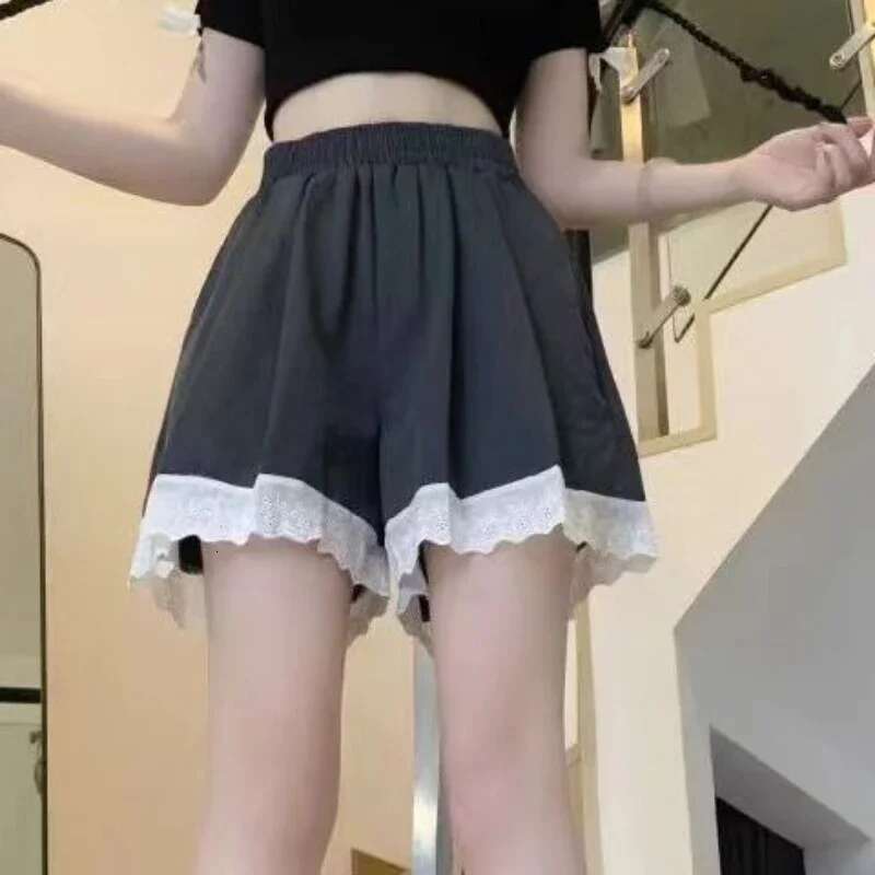 Wide Gym Sport Shorts for Women High Waist Fitness Running Sports Elastic Woman Short Pants Design Outdoor Stretchy Kpop Comfy