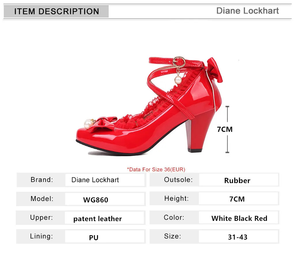 Spring Women High Heels Cross Strap Mary Jane Pumps Party Wedding Cosplay White Red Black String Bead Bow Princess Lolita Shoes 250613