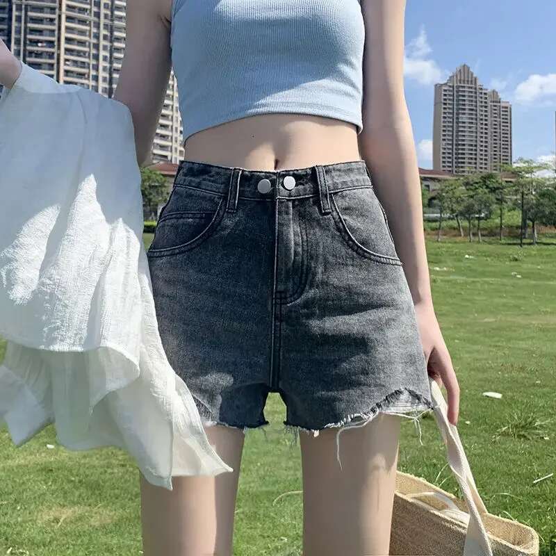 Jorts Denim Shorts For Women Summer Short Jean Pants Woman Ripped Korean Style Outdoor New In Youthful Designer Stretchy Fashion