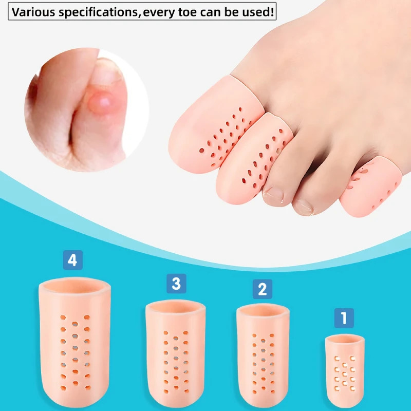 2pieces=1pair Finger Foot Care Toe Tube Protector Silicone Gel Bunion Corrector Separator Stretchers Corns Blisters Pain Relief 250613