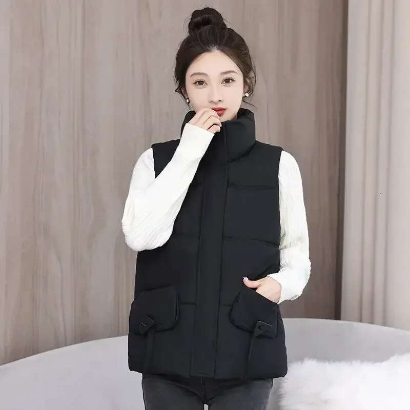 Quilted Womens Padded Cotton Vests Solid Color Youthful Demi-season Clothes Fashion 2025 Lady Giletes Lightweight Pretty Trend