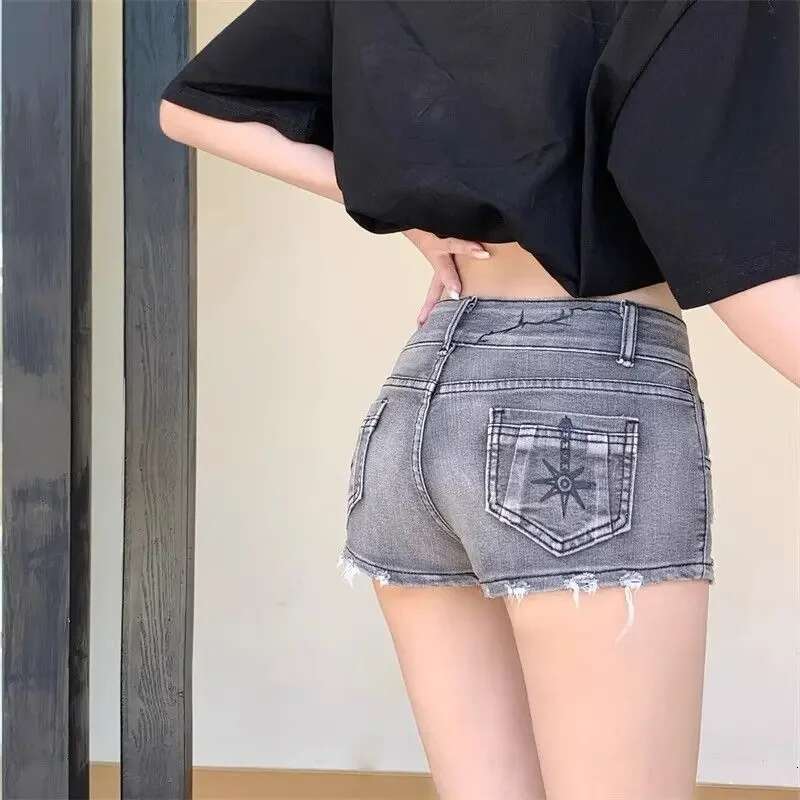 Female Short Jeans Pants Graphic Casual With Waist Pocket Womens Denim Shorts Fashion Clothing 2025 New In Korean Style Trend