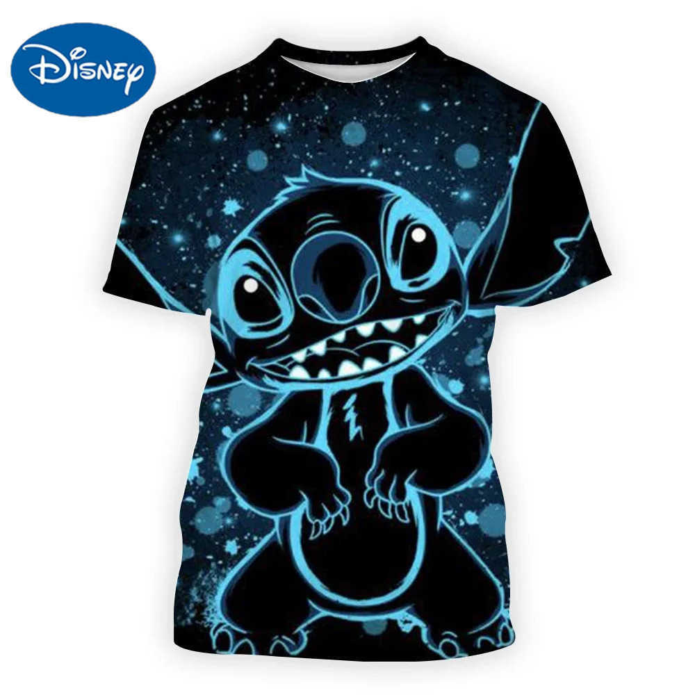 Disney 2024 Disney Anime Lilo Stitch 3D Print T-Shirt Kids Tops Tee T-shirt Women Men Unisex Summer Short Sleeve T-Shirts W250617