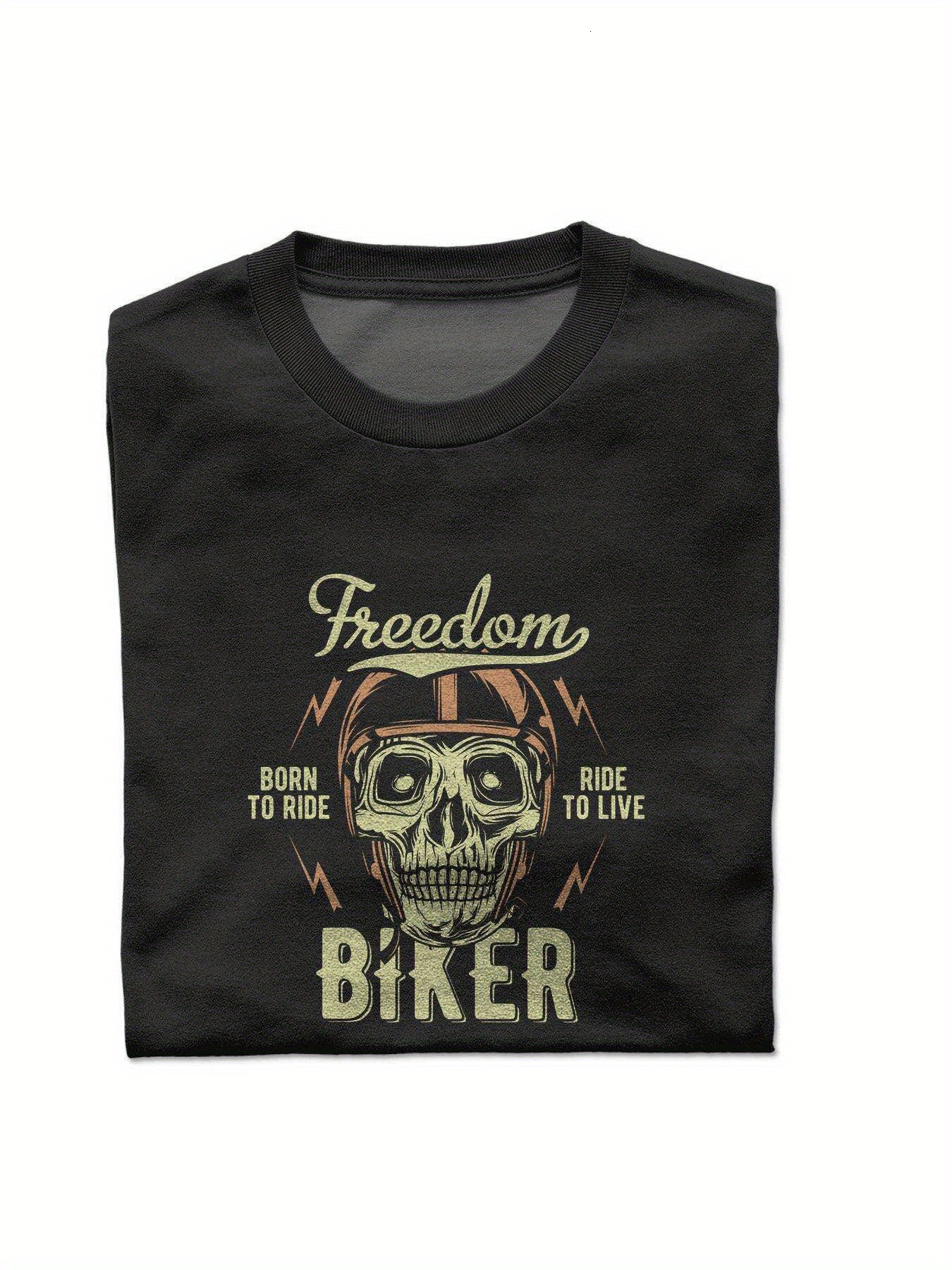 Dongdumaoyi Cotton Black White Round Collar 180G S-3Xl Men Bike Adult Text Short Sleeve T Shirts Skull 0c3e