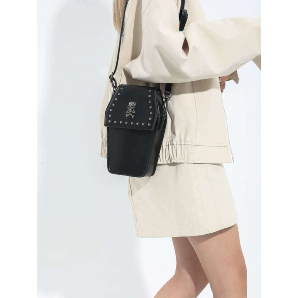 Dark Gothic Style Cross Skull Shoulder Niche Hot Girl Motorcycle Fashion Rivet Women s Crossbody Phone Bag