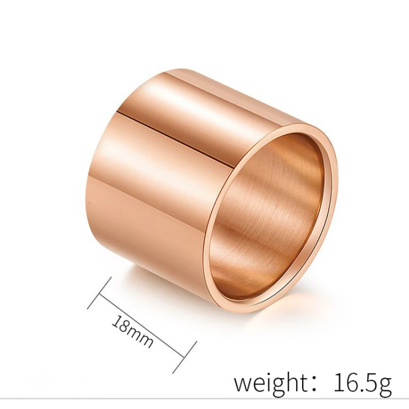 Fashion Glossy 18mm Wide Stainless Steel Ring for Men High Polished Comfort Fit 250616