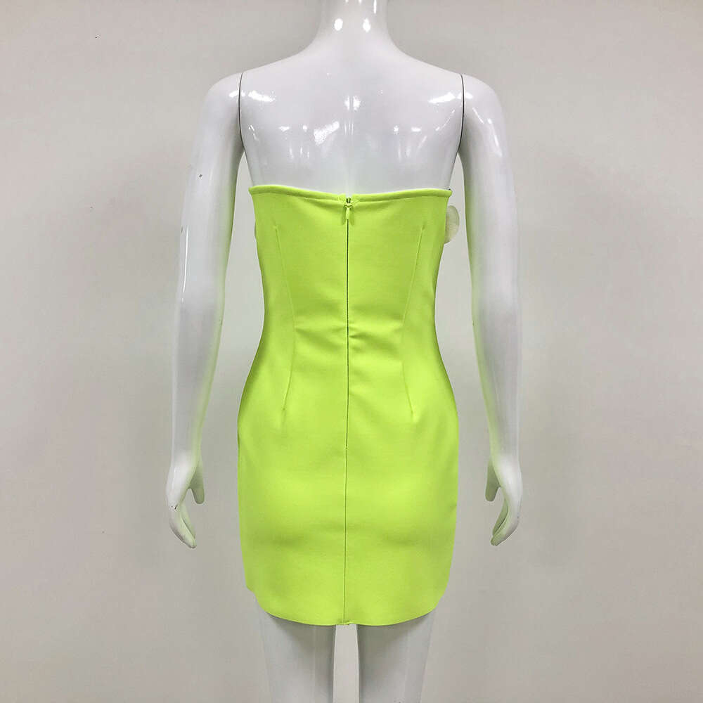 Women's Fashion Summer New Sexy Floral Bandage Tube Top Dress Bodycon Slim Short Skirt Set