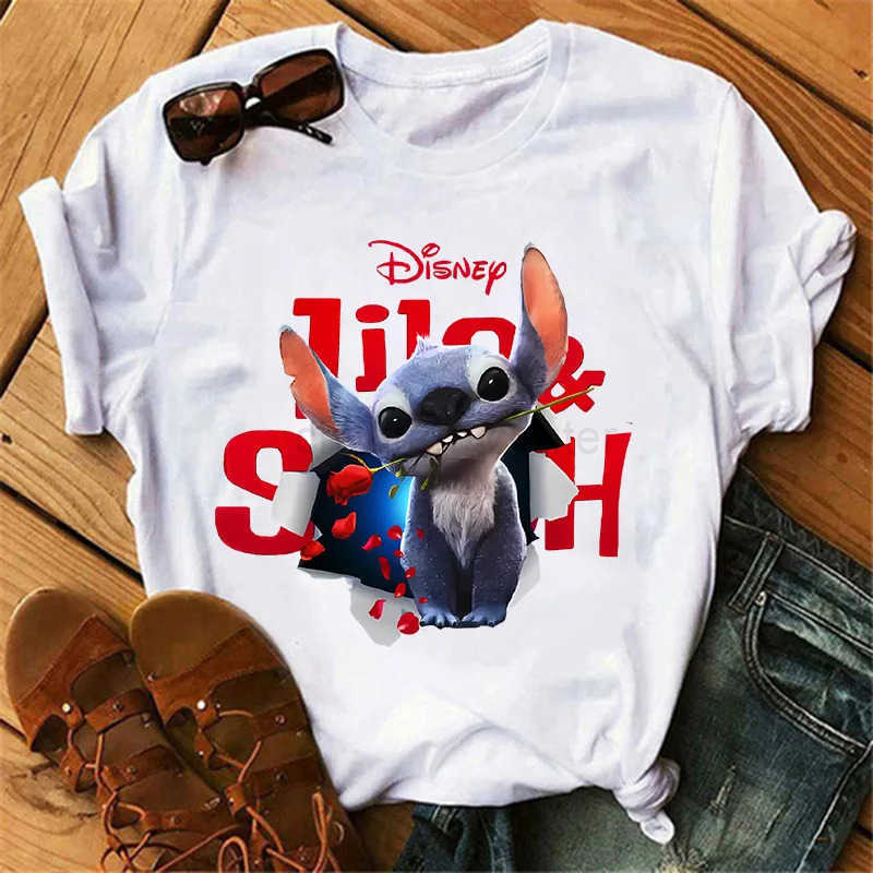 Disney New Movie Lilo Stitch T-shirt Adult Cartoon Anime Short Sleeve Boys Girls Summer Fashion Cotton Tee Summer Clothes Top W250617