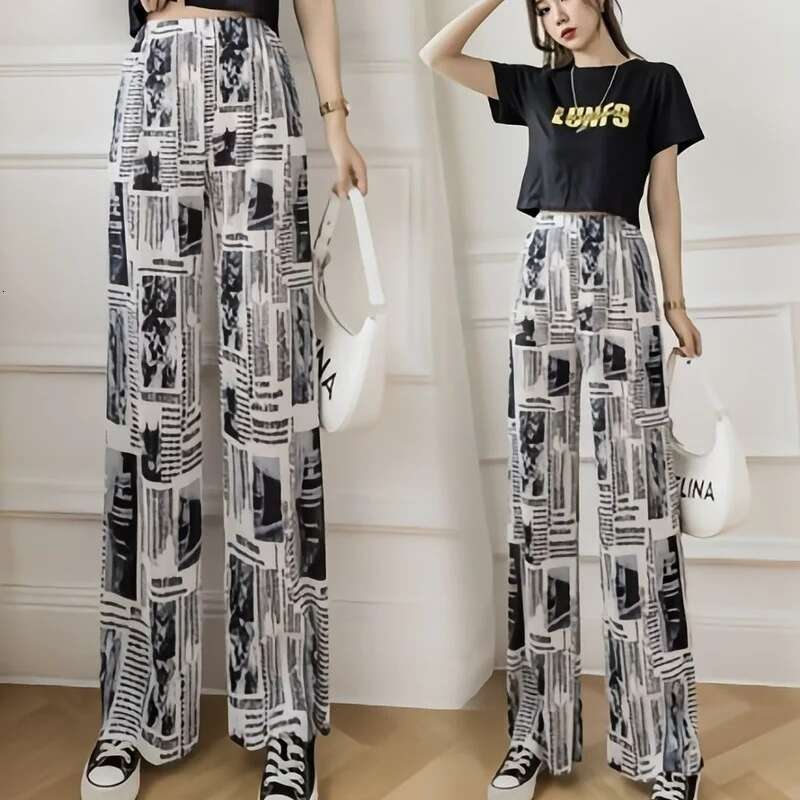 Trousers for Women Elastic Waist High Womens Pants Wide Leg Clothing Long Outfits Slacks Cotton New In 90s Trends 2025 G Xxl