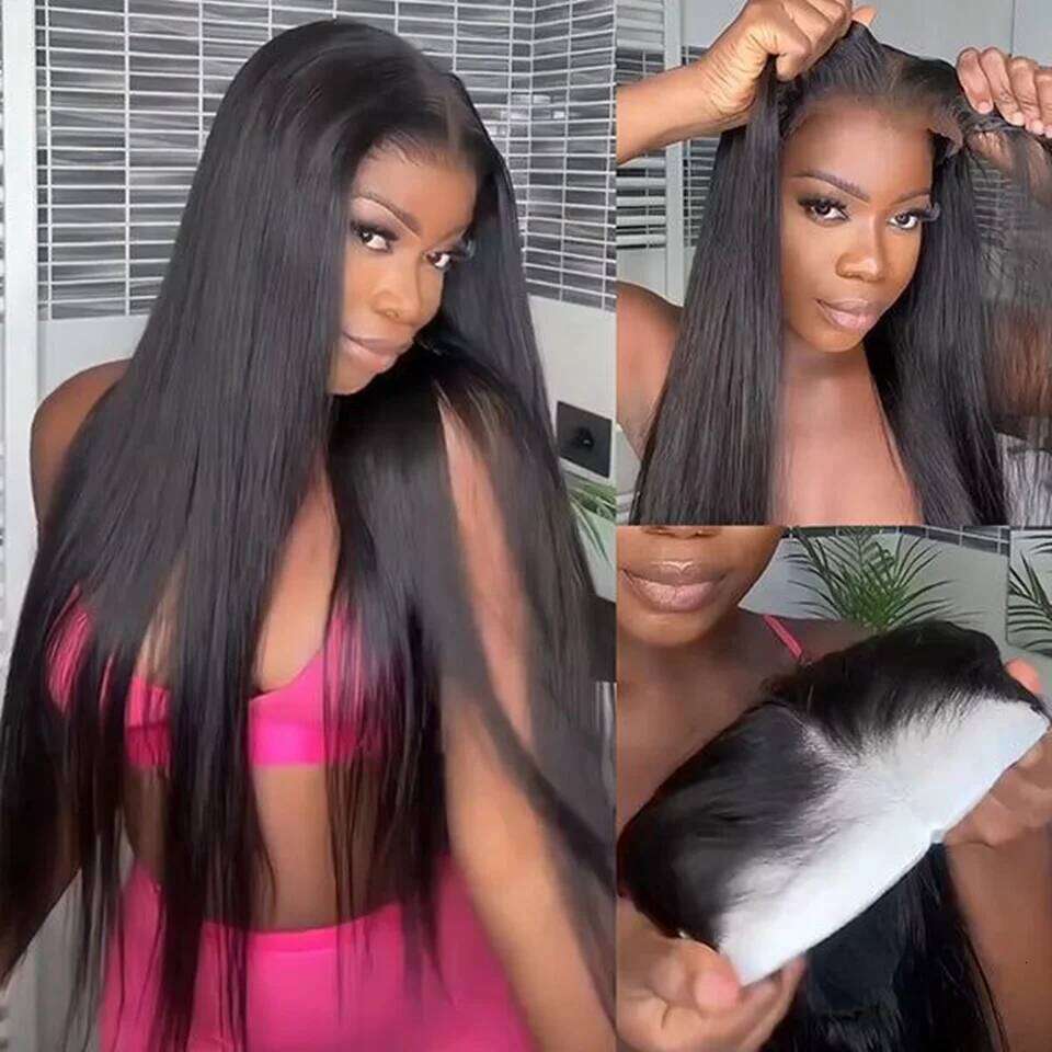 Straight Glueless Human Hair Ready To Wear Bleached Knots 6x4 Pre Cut 5x5 Lace Closure Wig For Women Preplucked Hairline