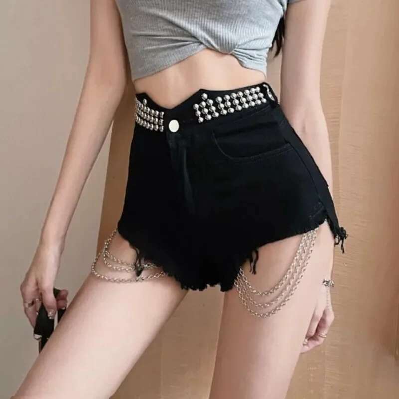 With Waist Pocket Nail Beads Short Jean Pants Woman Cheap Low Price Japanese 2000s Style Harajuku Fashion Denim Shorts for Women