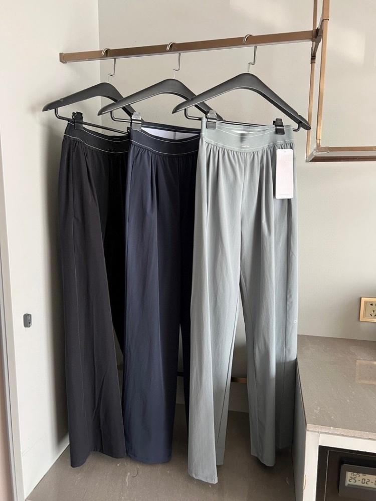 Women's Woven High Waisted Wide Leg New Sports Loose Casual Pants With A Slim And Lightweight Drape