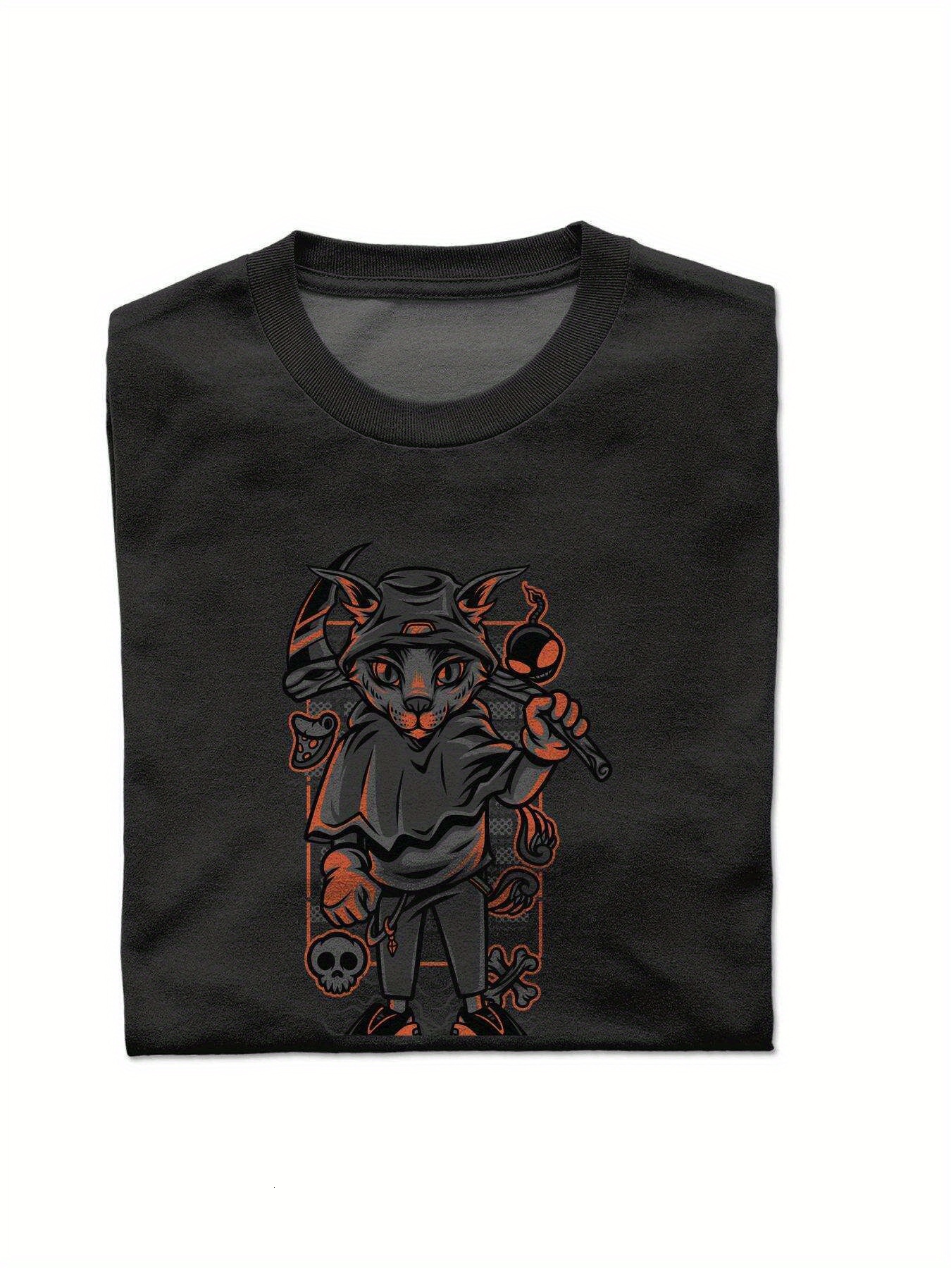 Dongdumaoyi Black 180G Men White S-3Xl Adult Cotton T Shirts Graphics Short Sleeve Tiger Round Collar 0a14