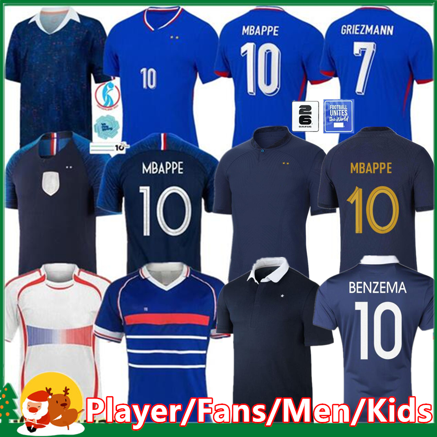 French club Full Sets 2025 BENZEMA soccer jerseys 24 25 GIROUD MBAPPE GRIEZMANN KANTE O.Dembele Maillot de foot equipe Maillots 1998 2014 Men kids kit football shirt