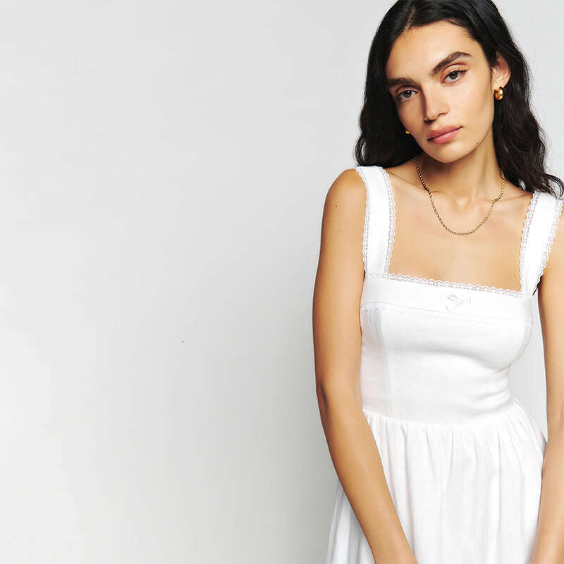 Sexy Undefined Tender Summer Dresses Womens Dresses N718 Summer 2025 White Square Neck Slim Fit Mid-length Dress French Style Pure Desire