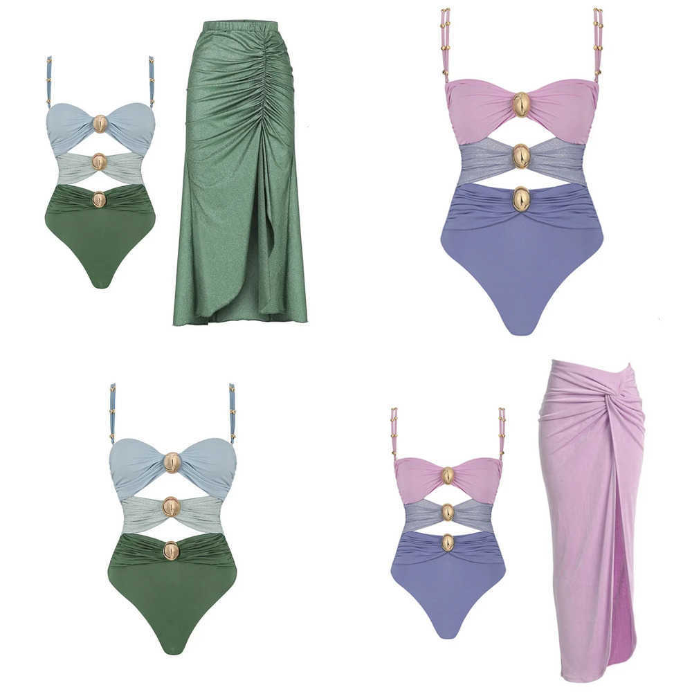 Dress Designer Swimwear Women One Piece Swimsuit Female Swimwear Maxi Beachwear Swimming Suit Bathing Suit Bikini Set Sarong Biquini Cover-Up 240327 Z2JB