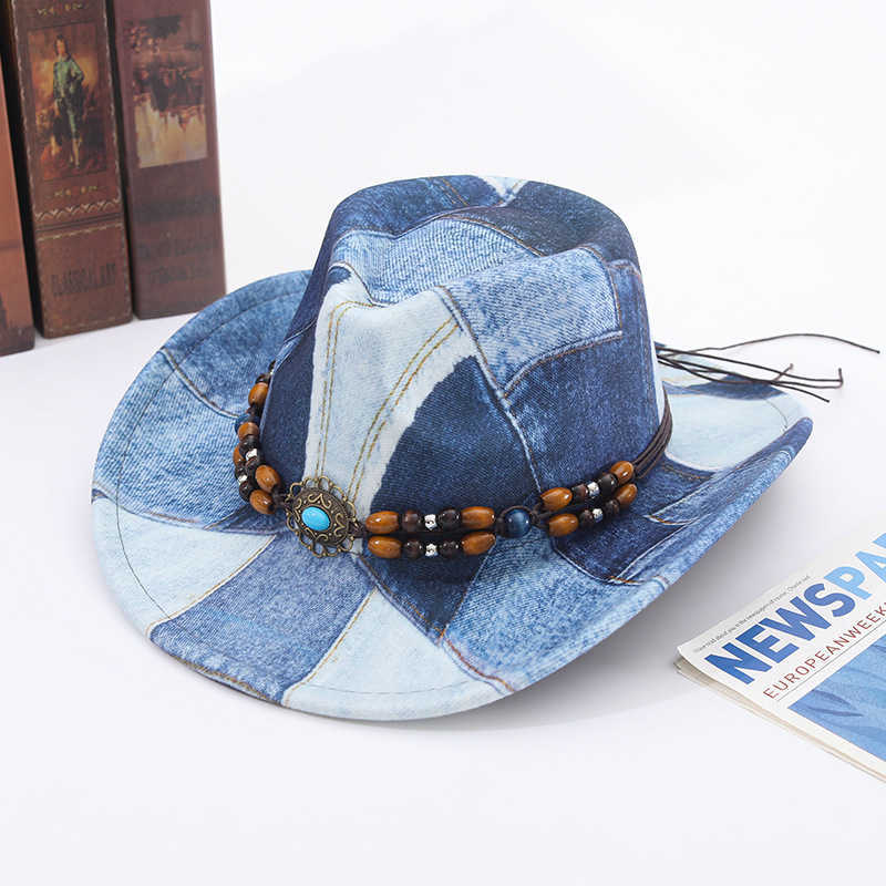 Retro Western Mens Cowboy Hat 8CM Wide Brim Gentlemens Jazz Hat Panama Cowboy Hat Sombrero Hombre Cs W241225