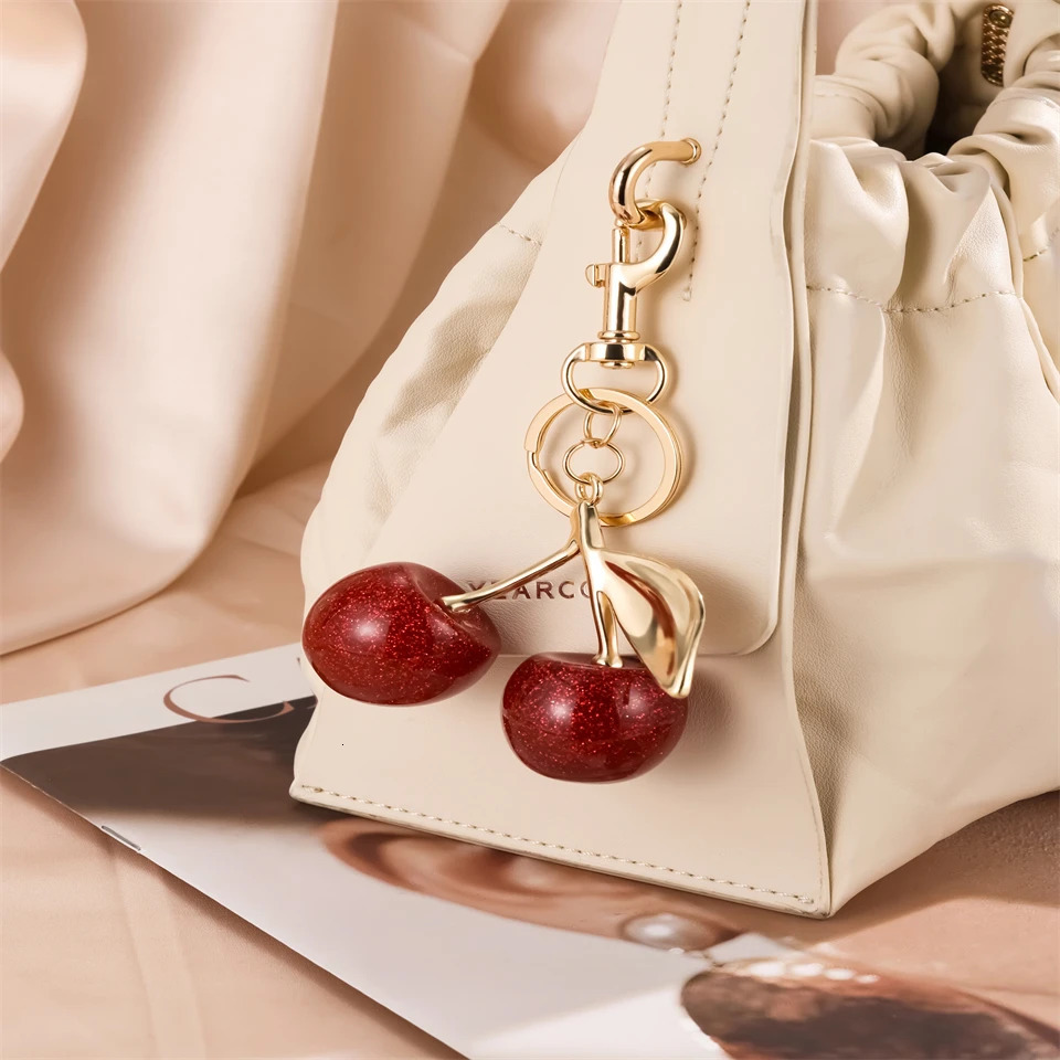 Trendy Cherry Charm Accessory Womens Bag or Keychain Pendant Adornment Individualized Decoration for Women 250606