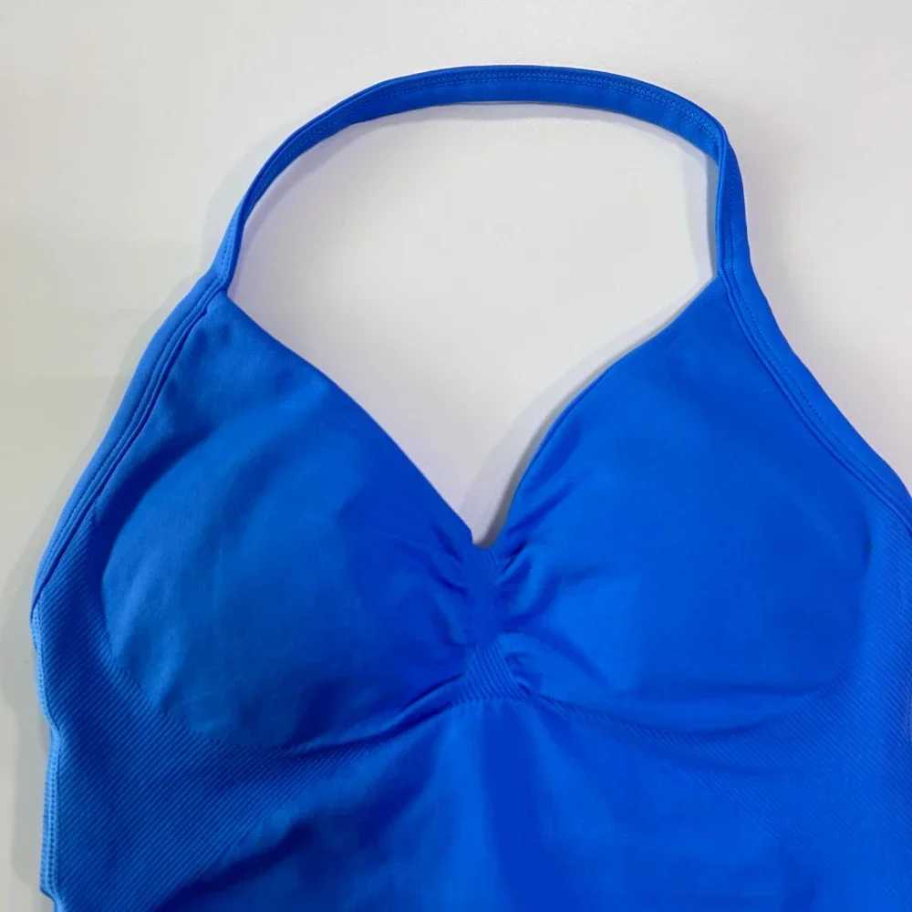 2 Pieces Impact Sports Set Women Backless Tank Tops High Waist Scrunch Seamless Shorts Sport Gym Set Sportswear Workout Set W250617