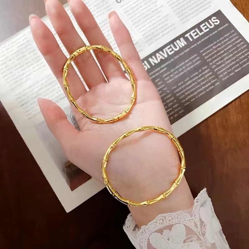 Fashion Light Style Simple Personality Bamboo Knot Bracelet for Women Titanium Steel Design Non-Fading Jewelry