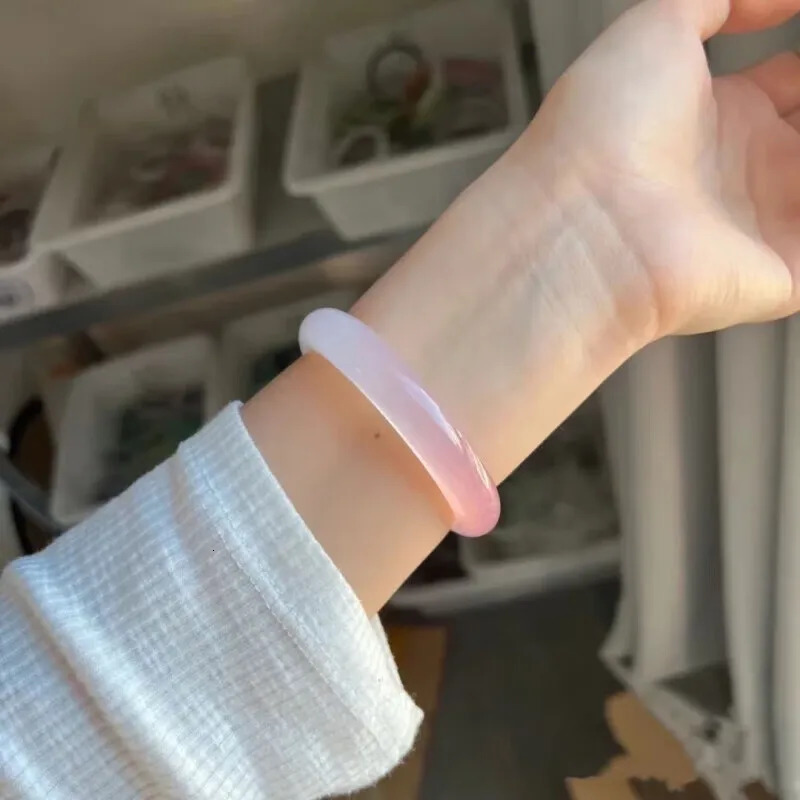 Tulip Pink Peach Bracelet Womens Flat Strip High Ice Transparent Beauty Bracelet 250616