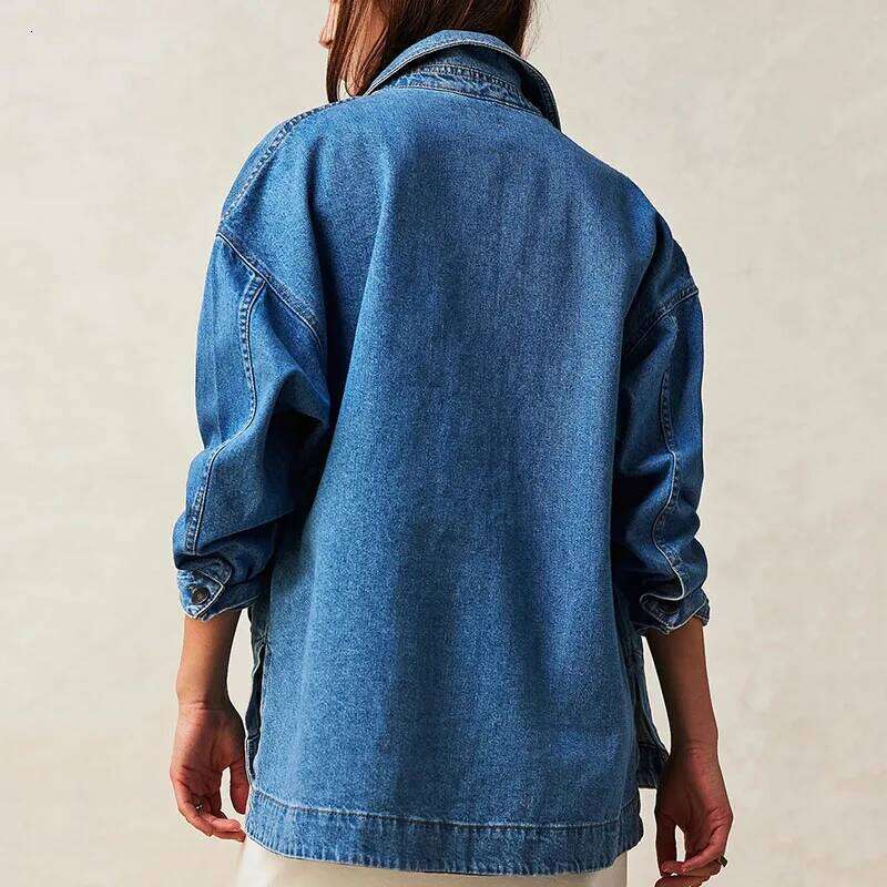 Top 2025 New Fashion Solid Color Spring Autumn Casual Long-Sleeved Lapel Women Denim Jacket H351