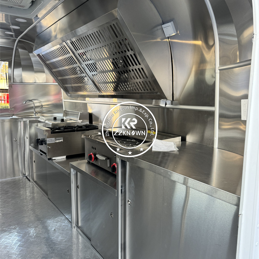 Commercial Street Fast Food Truck Catering Trailer Coffee Kiosk Fully Equipped Food Trailer Outdoor Stainless Steel Pizza Hot Dog Cart