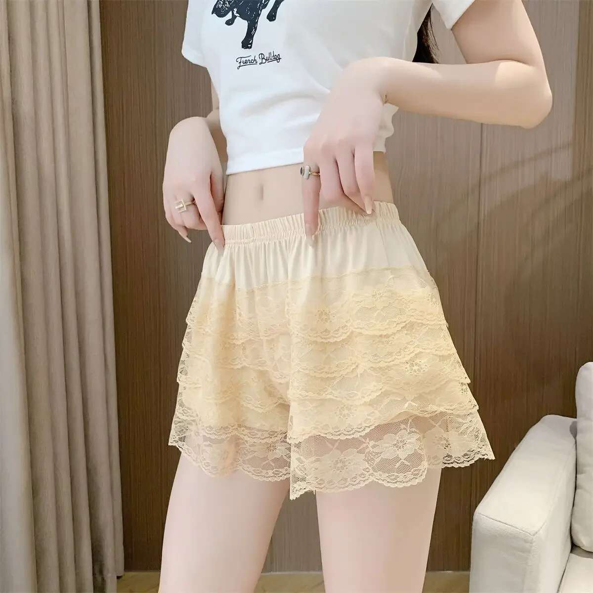 Womens Shorts High Waist Lace Female Short Pants Wholesale for Summer Outdoor Elasticty Flowy Design Comfy Low Price XXL Cheap