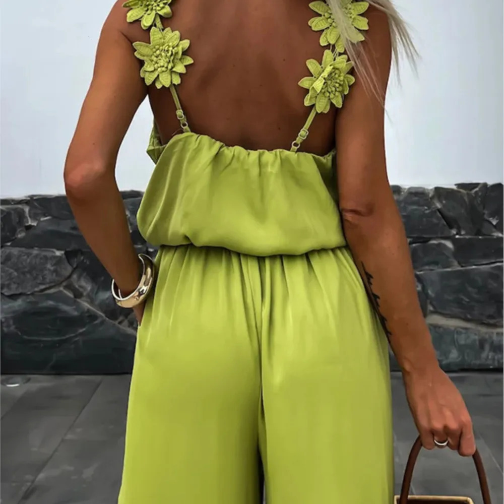 Spring Summer Sexy Suspender Jumpsuit For WomenS Fashion Waist Relaxed Sleeveless Vacation Female Elegant Jumpsuit Pants 250616