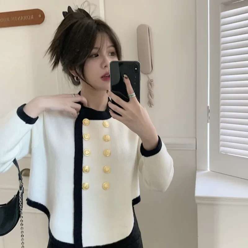 Knitted Sweater Woman Outerwear Spring Autumn Cardigan for Women Slim Jacket Casual Fall 2025 Top With Long Sleeves Novelties in