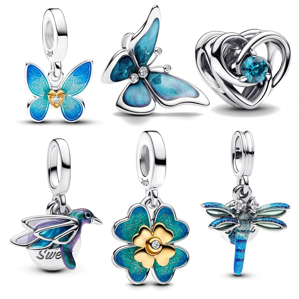 FewDook Hot Sale Butterfly Dragonfly Hummingbird All Things Beautiful Charm Trio Fit Original Pan Bracelet DIY Women Fine Jewelry Gift 2025 New