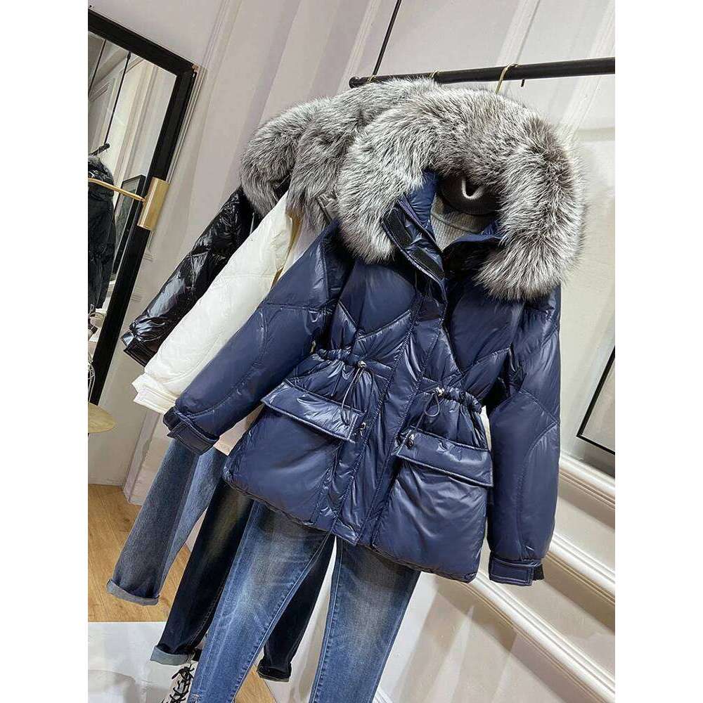 2024 Winter Down Jackets Women Fur Collar Warm Parkas Fashion Hooded Puffer Jacket Coats Big Pocket Female Padded Overcoat