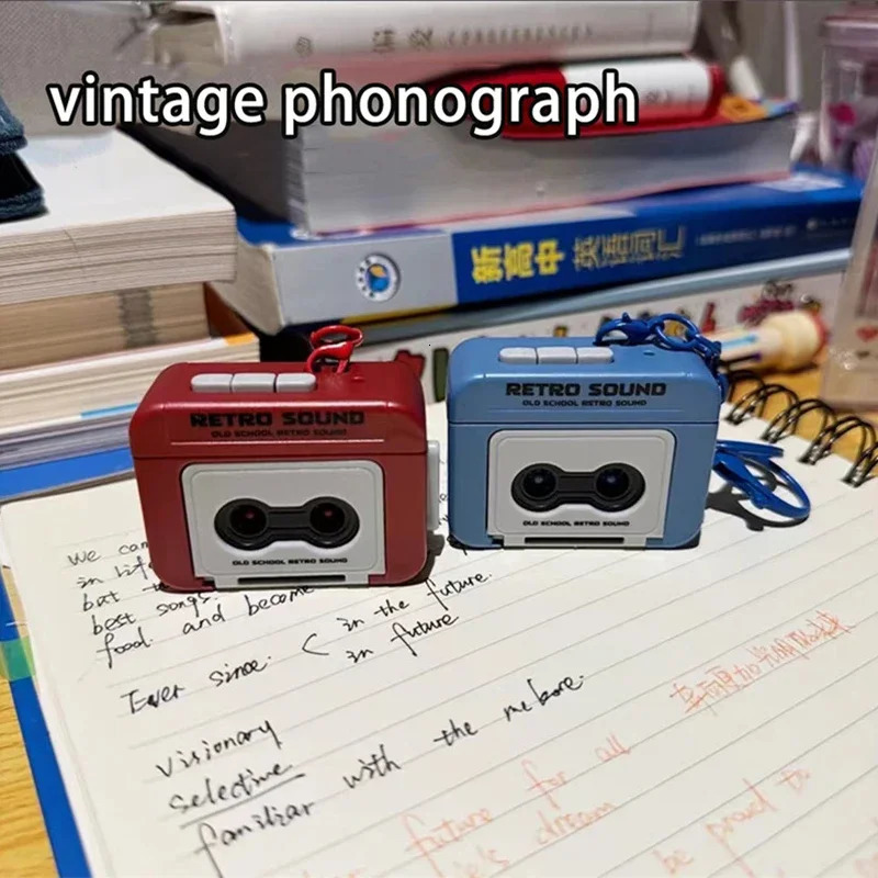 Retro Recorder Mini Portable Fun Music Box With Sound Decompression Ornament Keychain Schoolbag Small Pendant Friends Gifts 250606