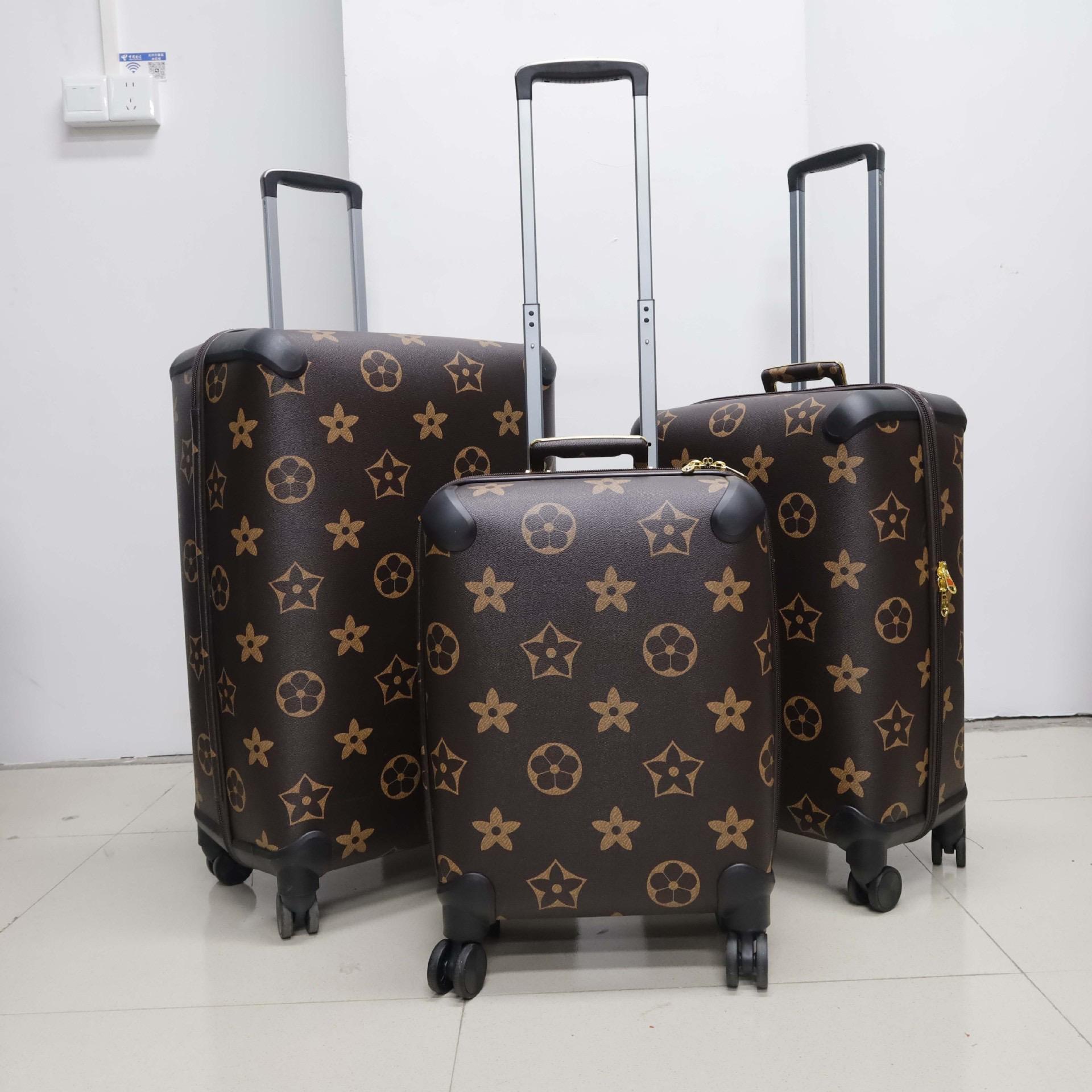 Designer Luggage with wheels Travel Suitcase for Men Women Genuine Leather Carry On Bag Large Capacity Suitcase Flower Design Unisex Leisure