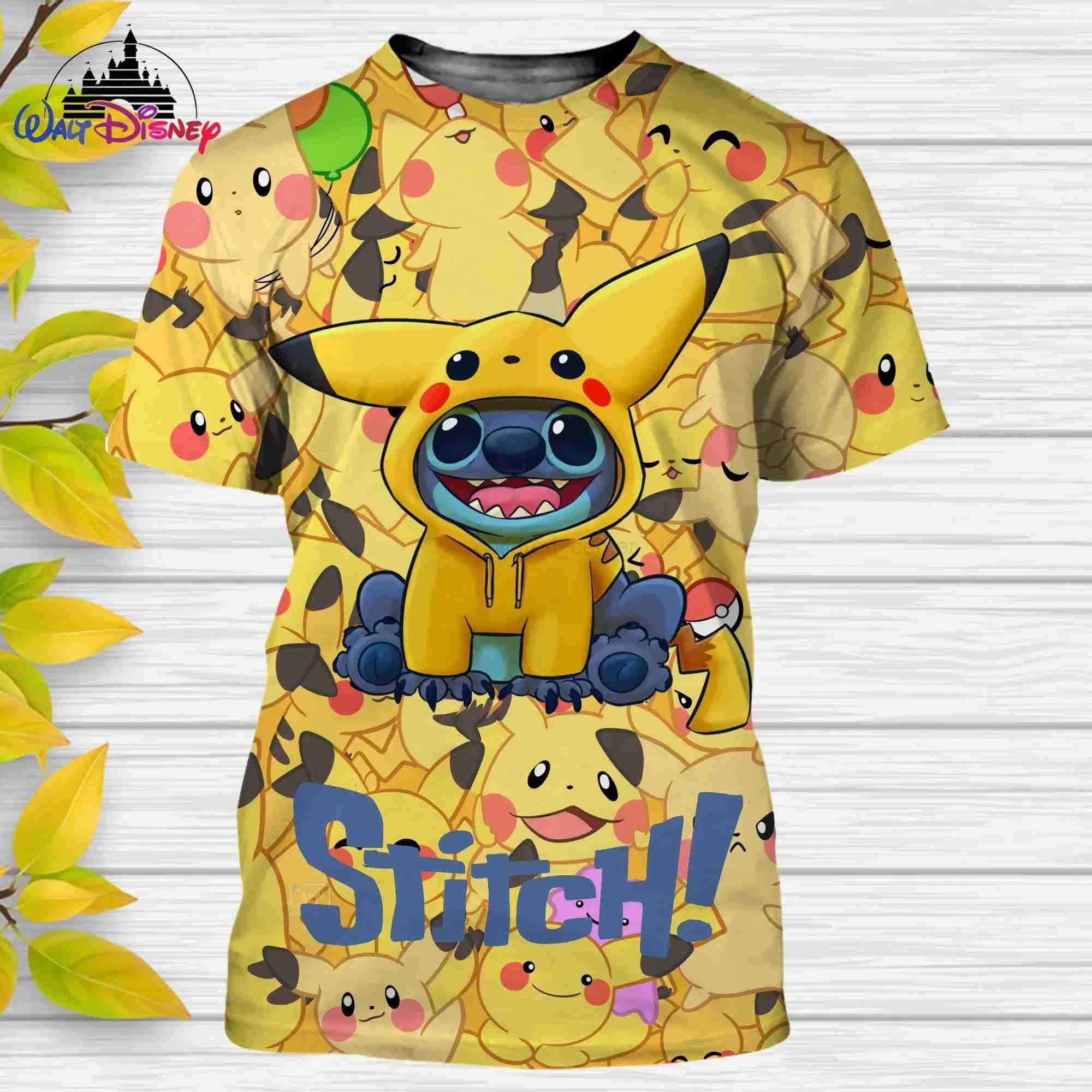 Disney Disney Halloween Stitch Men Women Short Sleeve Casual Style 3D Print Kids T Shirt Summer Casual Streetwear Tee Tops Cartoon W250617