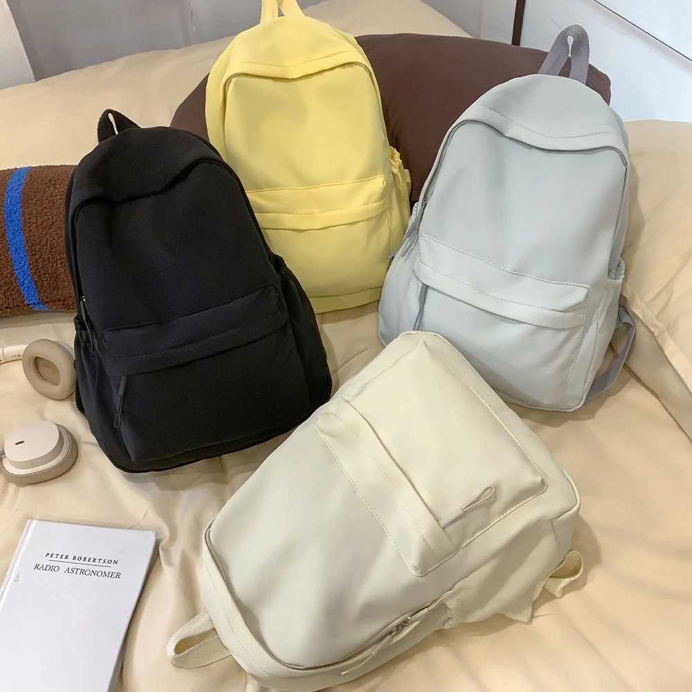 Backpack Simple Casual Solid Color Backpack for Junior High School and College Students Harajuku Versatile Backpack Z250617