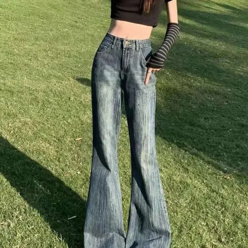 Female Cowboy Pants Wide Leg High Waist Womens Jeans 2025 Fashion Streetwear Korean Style Unique on Sale South Korea Trousers