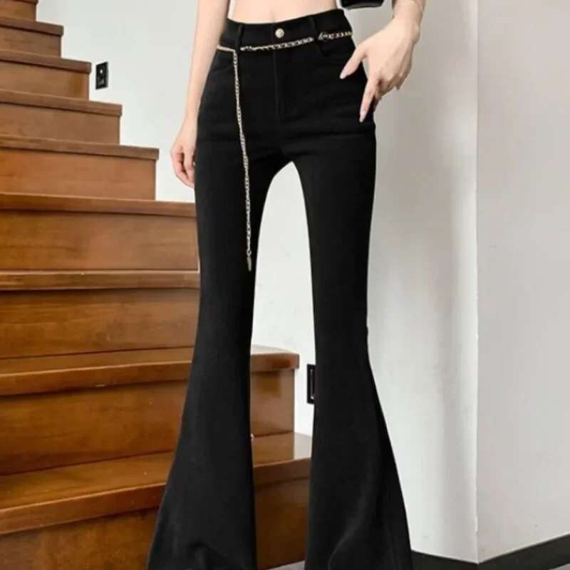 Wide Leg Pants for Women Straight Woman Trousers Korean Fashion Elastic Y2k Streetwear Slacks G Autumn High Quality Casual 90s